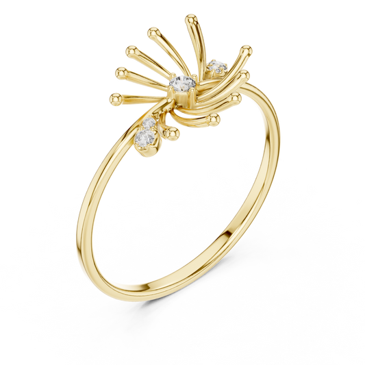 Firework Starburst Brilliant Round Cut Lab Diamond Ring - view 2