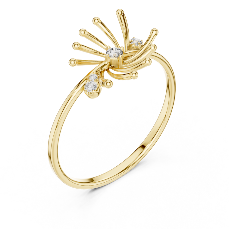 Firework Starburst Brilliant Round Cut Lab Diamond Ring - view 2