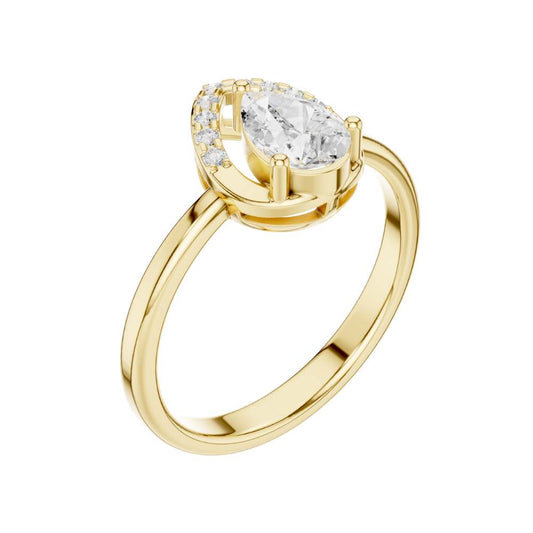 Pear Cut Moissanite Teardrop Style Engagement Ring - view 4