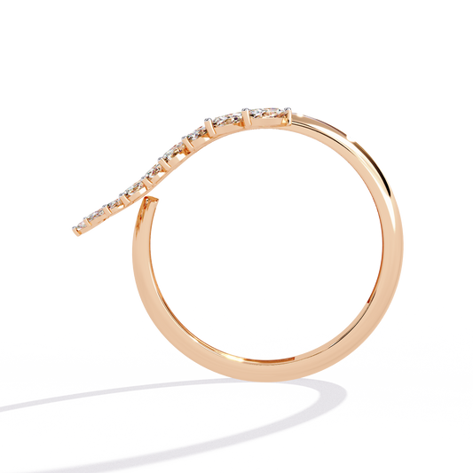 Marquise Cut Moissanite Leaf Wrap Ring with Yellow Gold Band - view 3