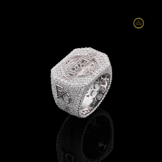 Custom Iced Out Lab Grown Diamond Signet Statement Ring - view 2