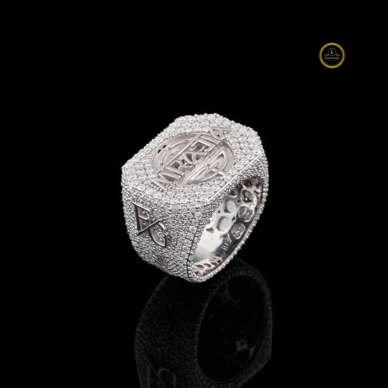 Custom Iced Out Lab Grown Diamond Signet Statement Ring - view 2