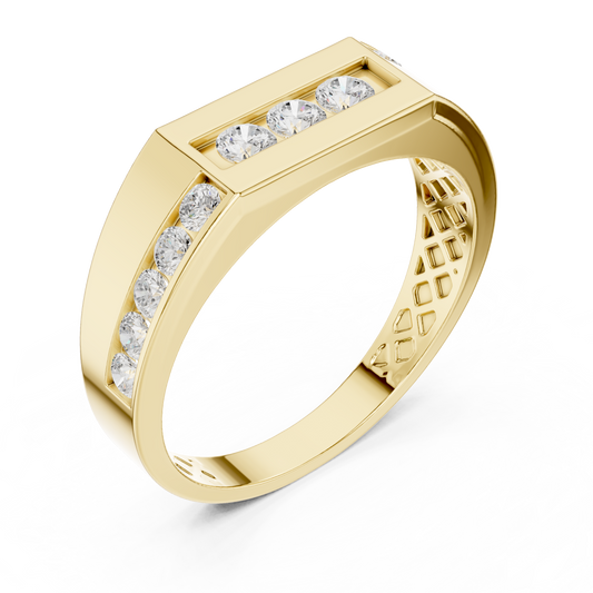 Round Cut Lab Brilliant Channel Set Diamond Wide Wedding Band Ring - view 4