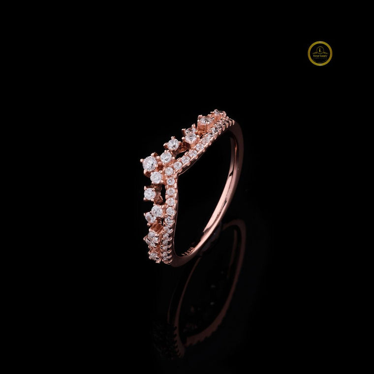 Colored Gemstone Chevron Round Cut Moissanite Anniversary Ring - view 2