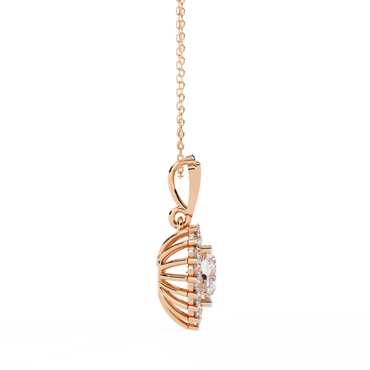 Heart Shape Halo Pendant Necklace - view 3