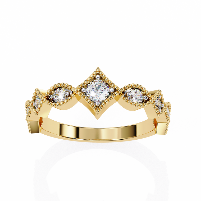 Princess Cut Chevron Moissanite Stackable Wedding Band Ring - view 2