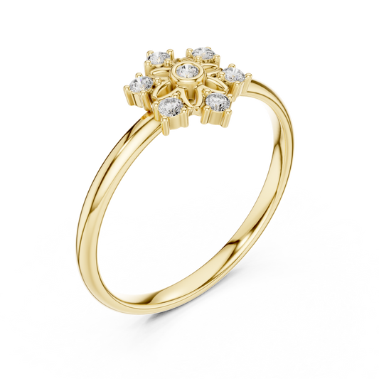 Round Moissanite Sunburst Floral Cluster Ring - view 2