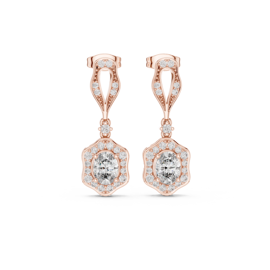 Vintage Art Deco Drop Hexagonal Halo Earrings - view 2