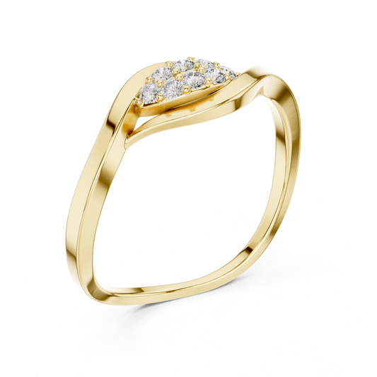 Curved Wave Round Lab Diamond Minimalist Ring For Women - view 2