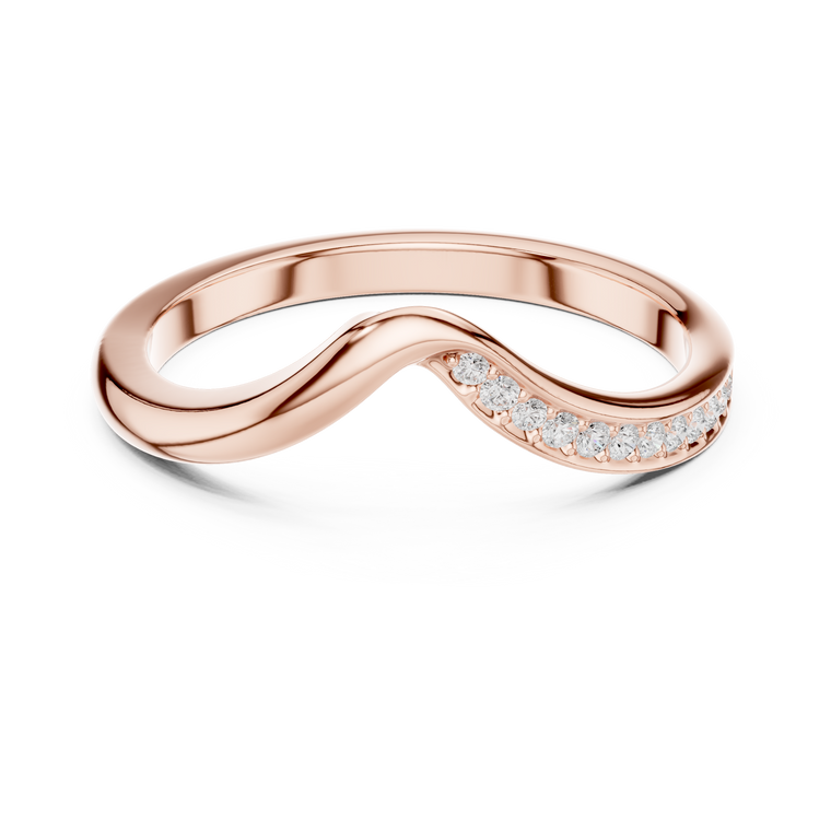 Curved Wave Round Cut Lab Diamond Wedding Band - view 2