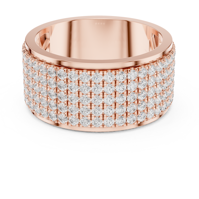 Round Cut Moissanite Men's Multi Row Grid Pave Iced Out Statement Ring - view 2