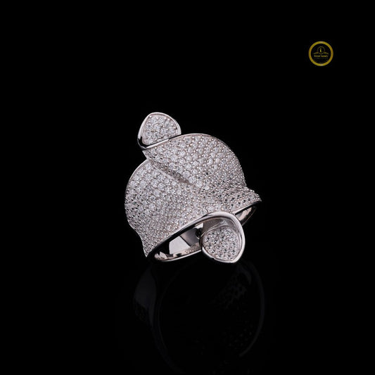 Round Cut Lab Grown Diamond Men's Fluid Wave Full Pave Band - view 4