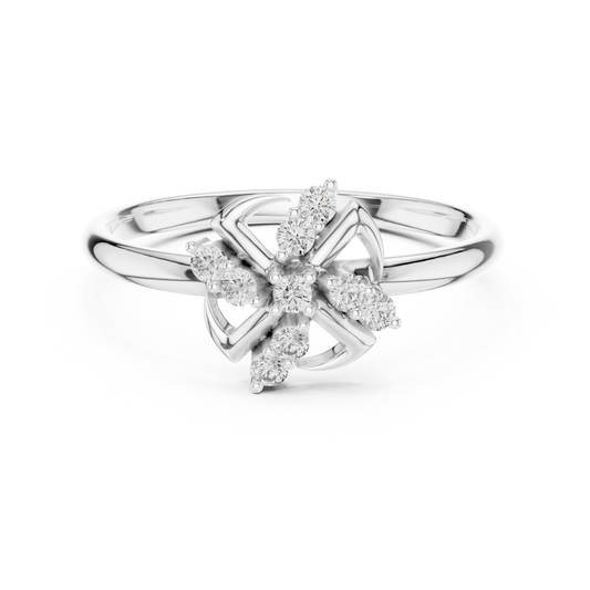Round Cut Lab Diamond Abstract Floral Cluster Ring - view 3
