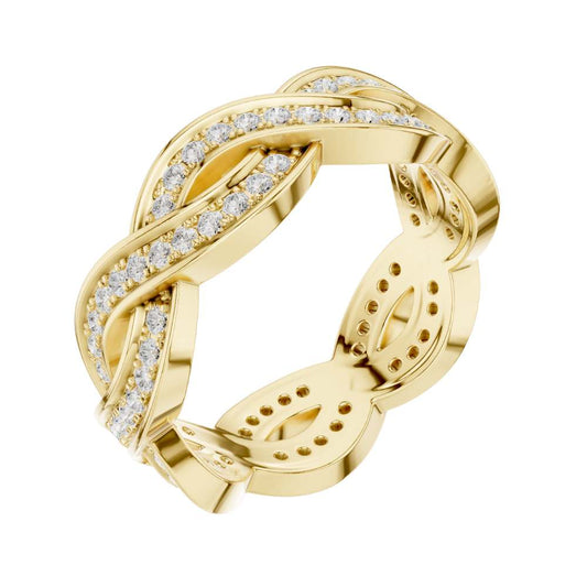 Round Lab Diamond Infinity Twist Pave Engagement Band Ring - view 4