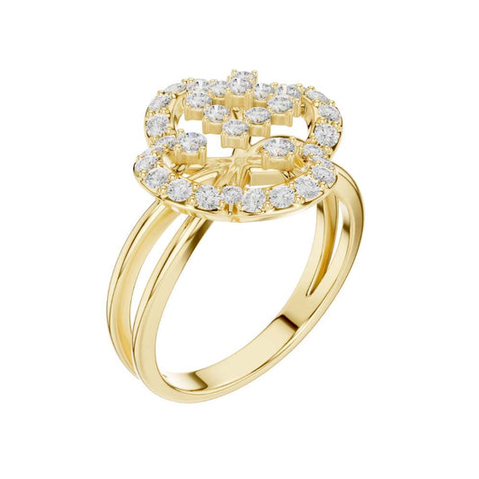 Floral Round Moissanite Cluster Halo Anniversary Ring - view 4