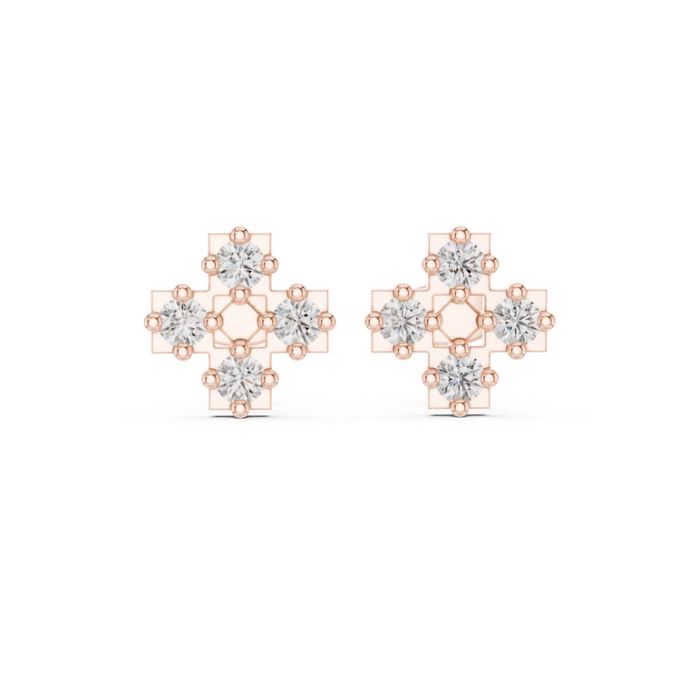 Cross Cluster Round Brilliant Stud Earrings for Women - view 2