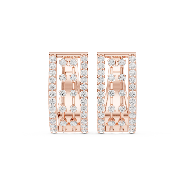 Openwork Lattice Multi Row Wide Huggie Earrings - view 2