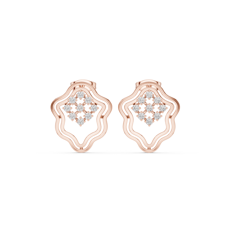 Moroccan Lattice Round Scalloped Openwork Stud Earrings - view 2