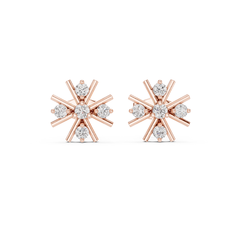 Starburst Round Geometric Cluster Stud Earrings - view 2