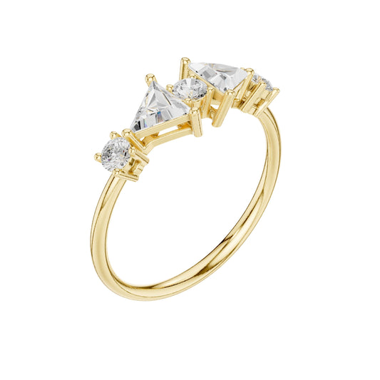 Round & Trillion Cut Moissanite Engagement Ring - view 4