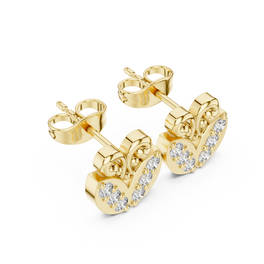 Butterfly Inspired Round Stud Earrings with Open Scroll Design - view 4