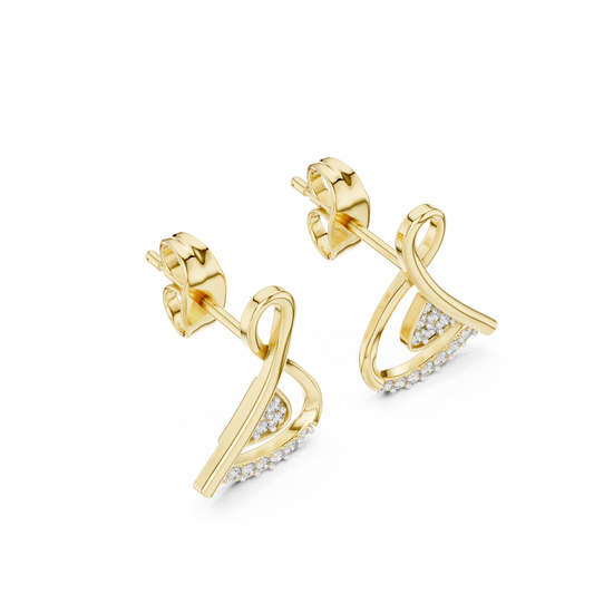 Modern Infinity Loop Round Stud Earrings with Curved Pave Arc - view 4