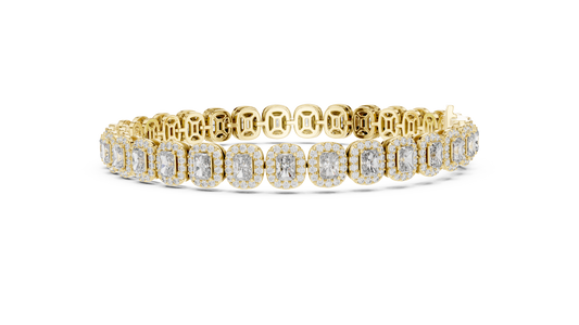 7.04 TCW Radiant Cut Lab Grown Diamond Halo Link Bracelet - view 4