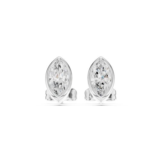 Marquise Bezel Navette Stud Earrings - view 3