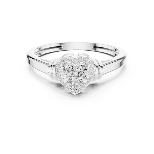 Romance Setting Heart Cut Lab Diamond Halo Ring - view 3