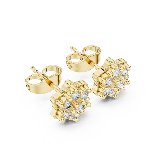 Celestial Star Round Cluster Studs with Scalloped Edges - view 4