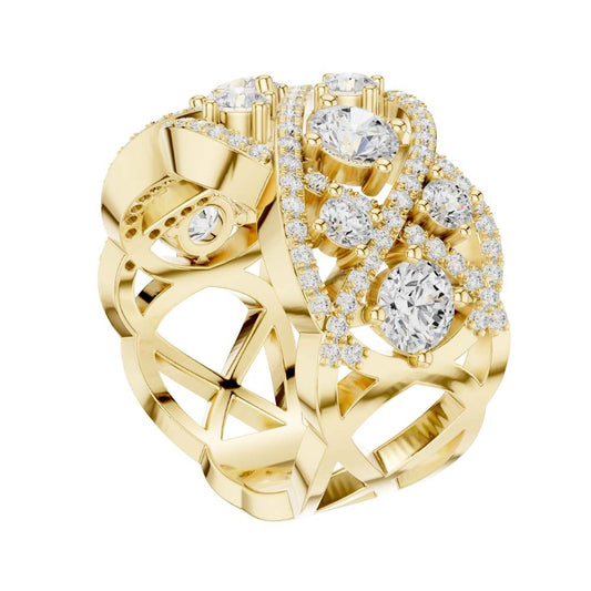 Round Cut Lab Diamond Interwoven Infinity Cluster Band Ring - view 4