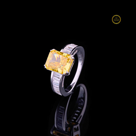 Fancy Vivid Yellow Radiant Cut With Baguette Sidestone - view 2