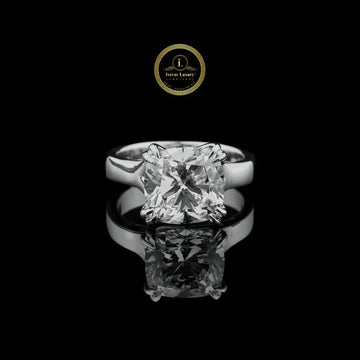 Cushion cut moissanite solitaire engagement ring