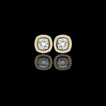 Moissanite cushion halo stud earrings