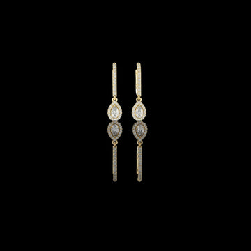 Pear cut lab grown diamond halo drop earrings