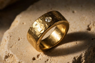 Chunky gold band engagement ring