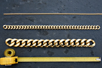 Cuban link chains in different widths
