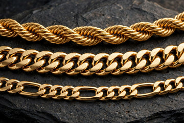 Men's gold rope, Cuban and Figaro chains
