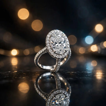 Lab grown diamond halo engagement ring