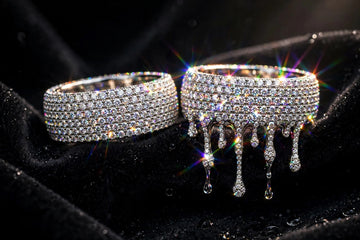 Iced out diamond wedding band