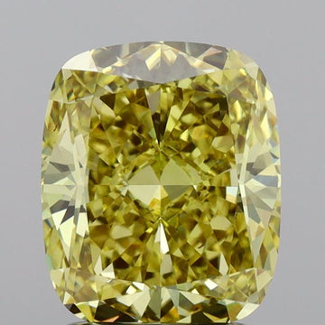 2.02 carat cushion cut fancy vivid yellow lab grown diamond