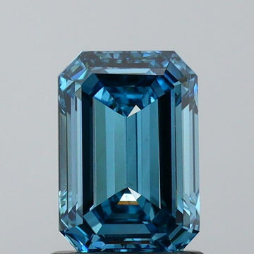 1.32 carat emerald cut fancy vivid greenish blue lab grown diamond