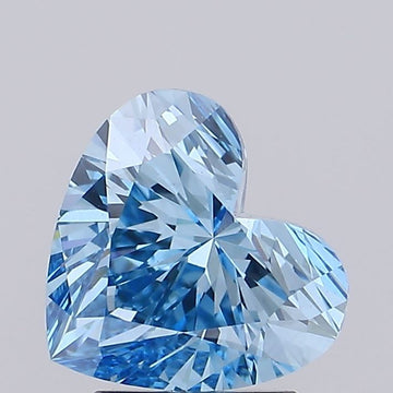 2.00 carat heart cut fancy vivid blue lab grown diamond