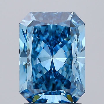2.01 carat radiant cut fancy vivid blue lab grown diamond