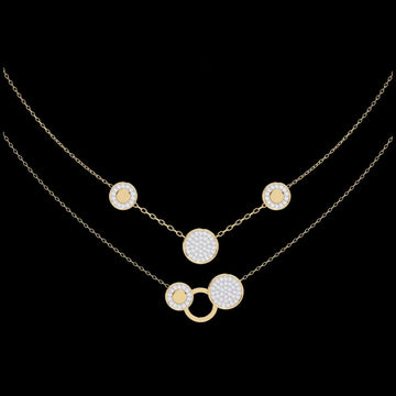 Double layer pave circle lab grown diamond station necklace