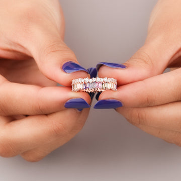 Rose gold sapphire and diamond ring
