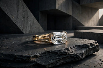 East-west set engagement ring