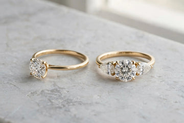 Three stone and solitaire engagement rings