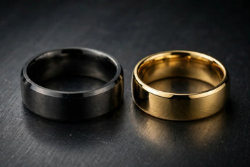 Tungsten and gold men's wedding bands