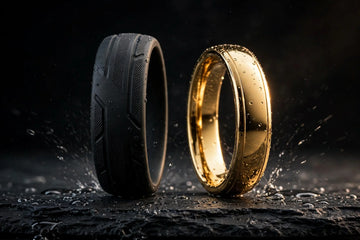 Silicone and metal wedding bands